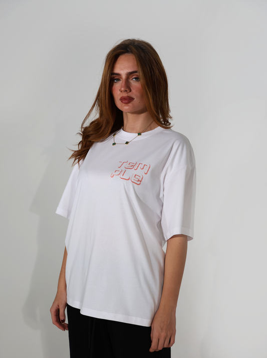 LOGO T-SHIRT  [CORAL+WHITE]