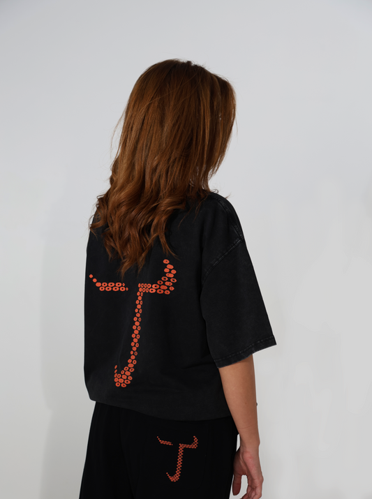 MONOGRAM T-SHIRT [CORAL+BLACK]