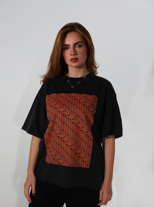 MONOGRAM T-SHIRT [CORAL+BLACK]