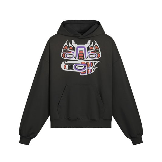 NATIVE EAGLE HOODIE [CORAL+BLACK]